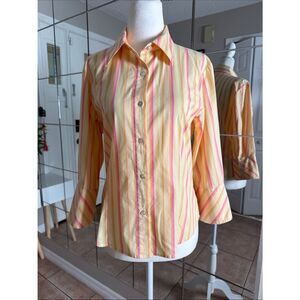 bill blass Yellow, Pink & Orange Striped Button-Down Shirt